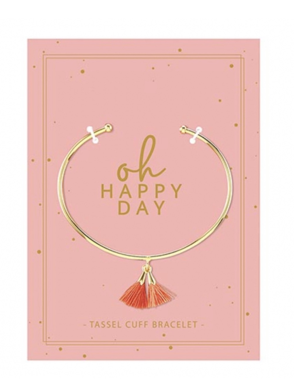 Gold Tassel Cuff Bracelet - Pink/Coral Tassel - NEW